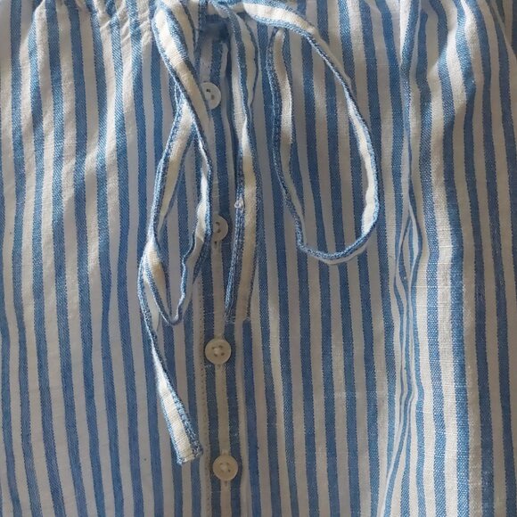 NWOT J. Crew Blue & White Stripped Linen-cotton Blend Camisole Sz L - Picture 3 of 6